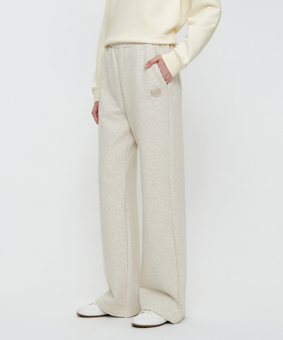 Marithe & Francois Girbaud - Classic Logo Sweat Pants (Oatmeal) product image 1 | TRAB K-Fashion Australia