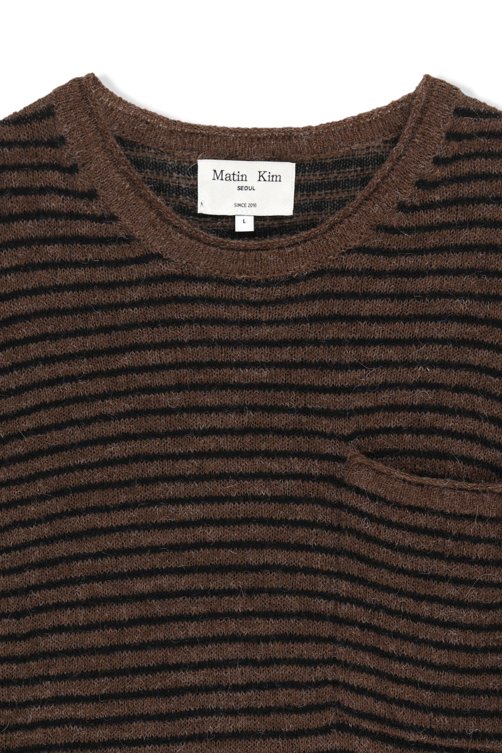 Matin Kim - Multi Stripe Alpaca Blended Knit Pullover (Brown) product image 3 | TRAB K-Fashion Australia