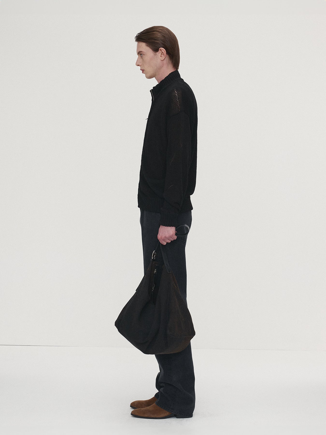Tonywack - Linen Full Zip Knitted Jumper (Black) product image 3 | TRAB K-Fashion Australia