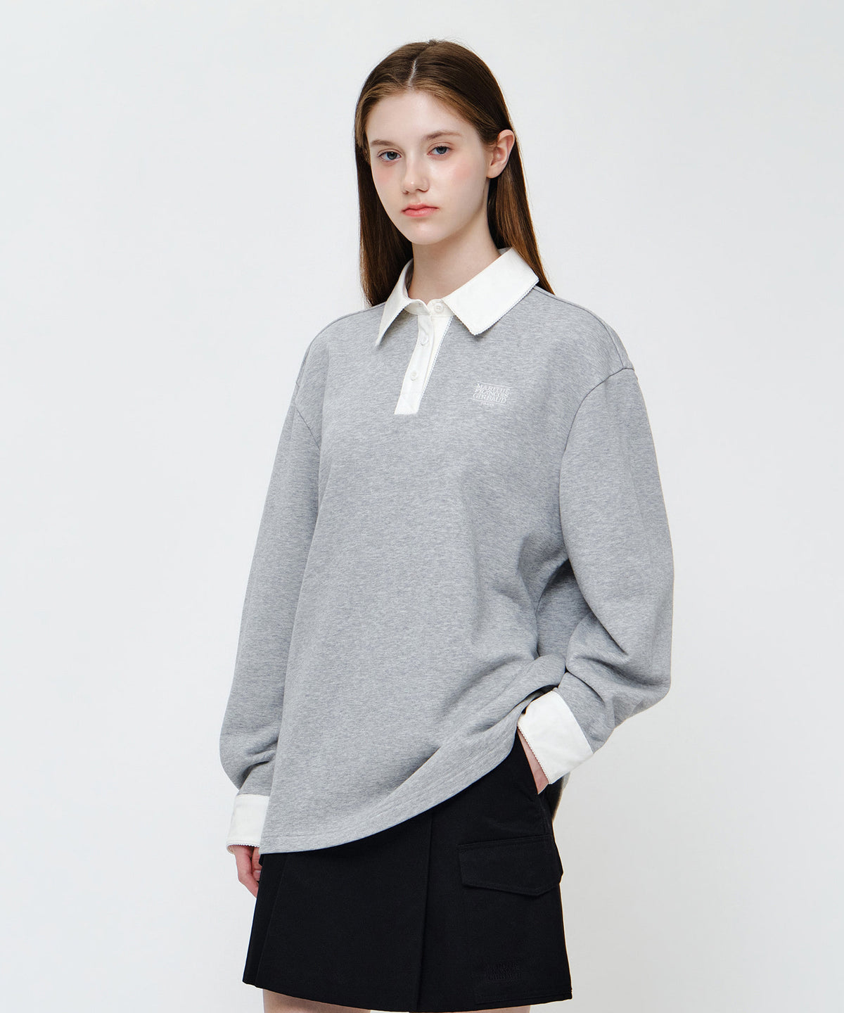 Marithe & Francois Girbaud - Small Classic Logo Lace Collar Sweatshirt (Heather Gray) product image 2 | TRAB K-Fashion Australia
