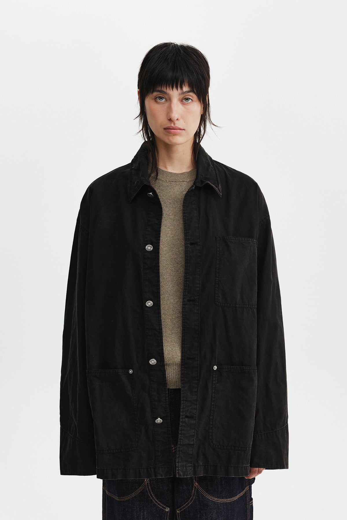 Matin Kim - Vintage Waxed Work Jacket (Black) product image 11 | TRAB K-Fashion Australia