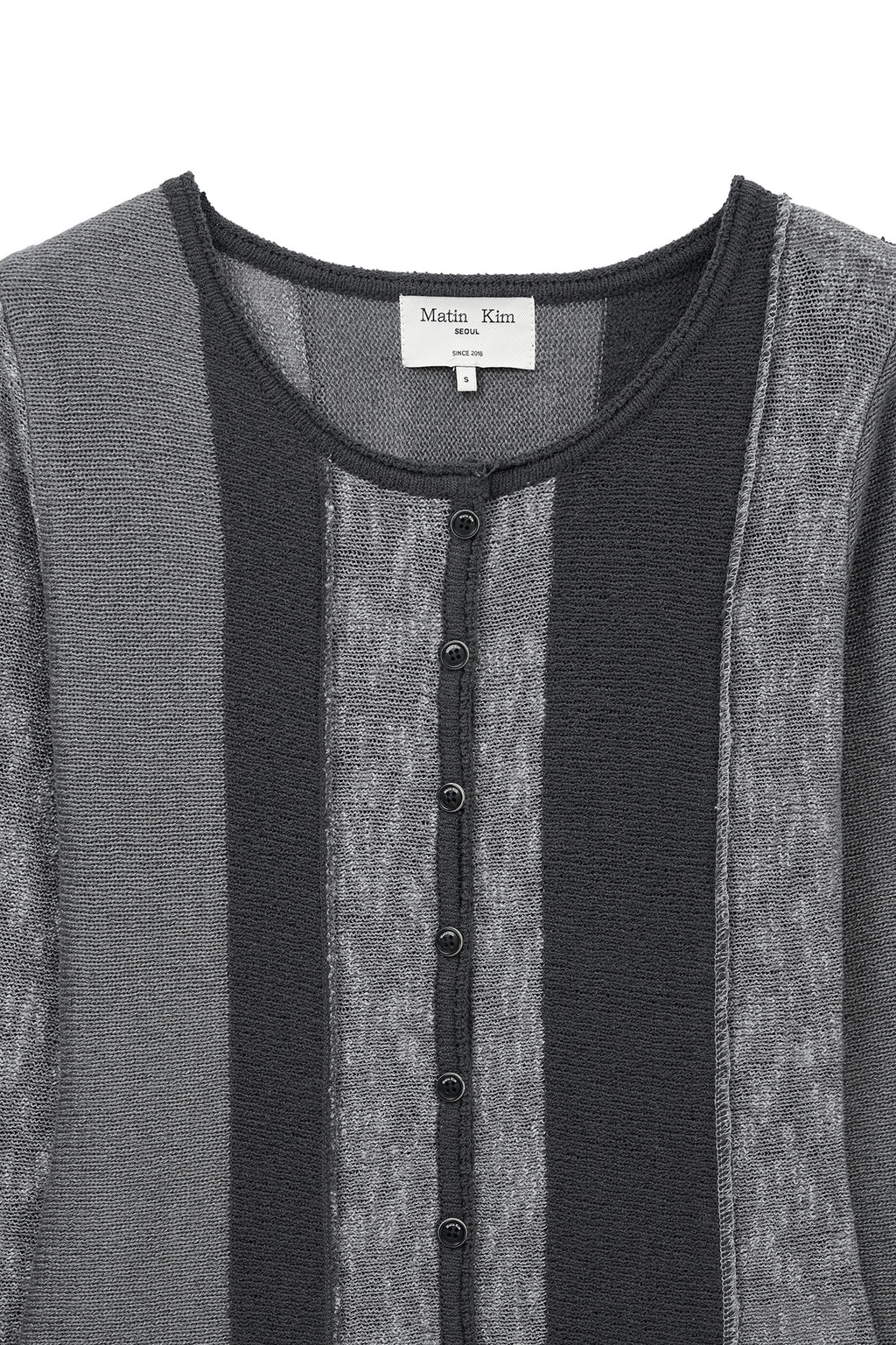 Matin Kim - Color Block Slim Knit Cardigan (Charcoal) product image 3 | TRAB K-Fashion Australia