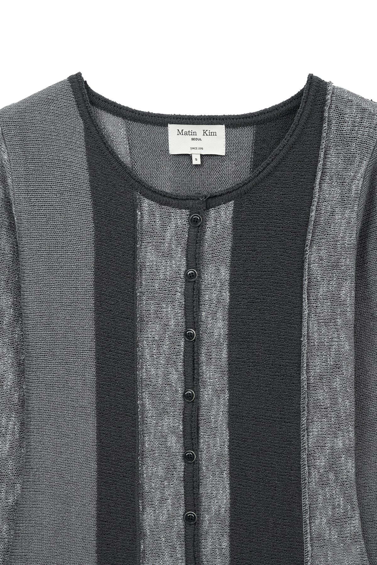 Matin Kim - Color Block Slim Knit Cardigan (Charcoal) product image 3 | TRAB K-Fashion Australia