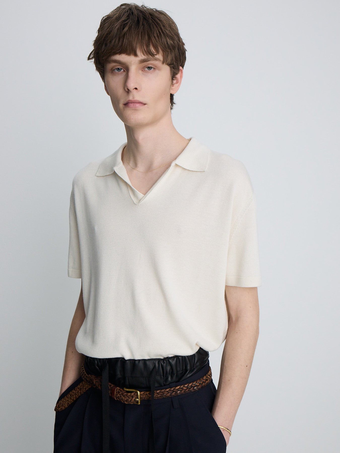 Tonywack - Silk Cashmere Open Collar Knit (Ecru) product image 7 | TRAB K-Fashion Australia