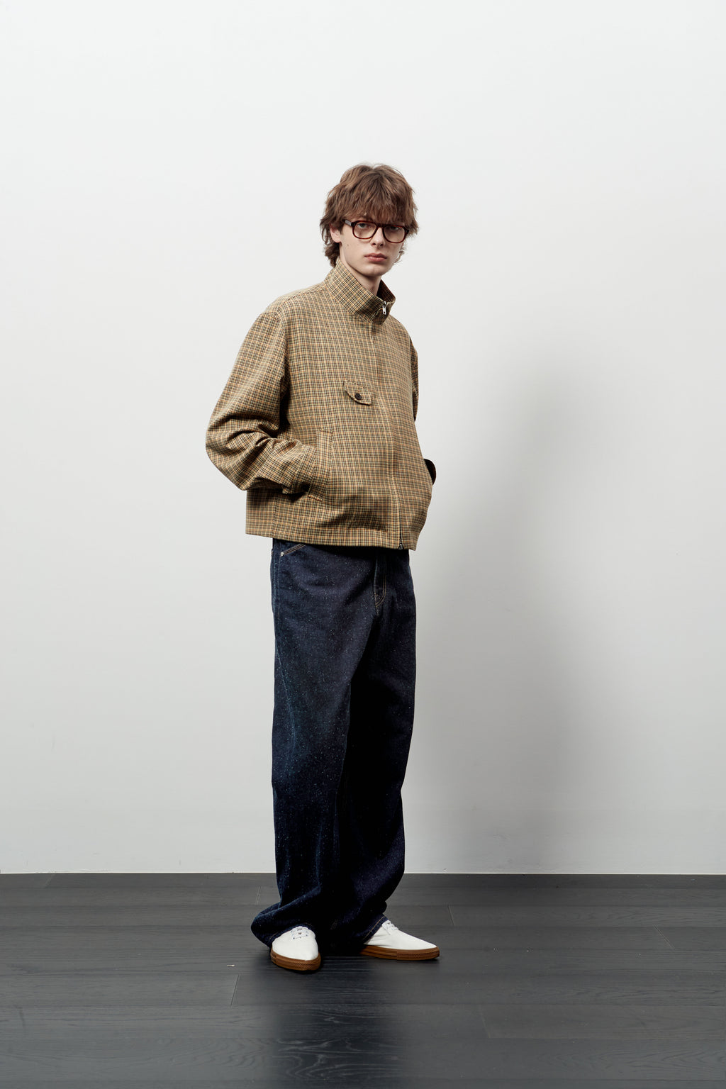 Stu - High Neck Crop Check Jacket Orange (Brown) product image 7 | TRAB K-Fashion Australia