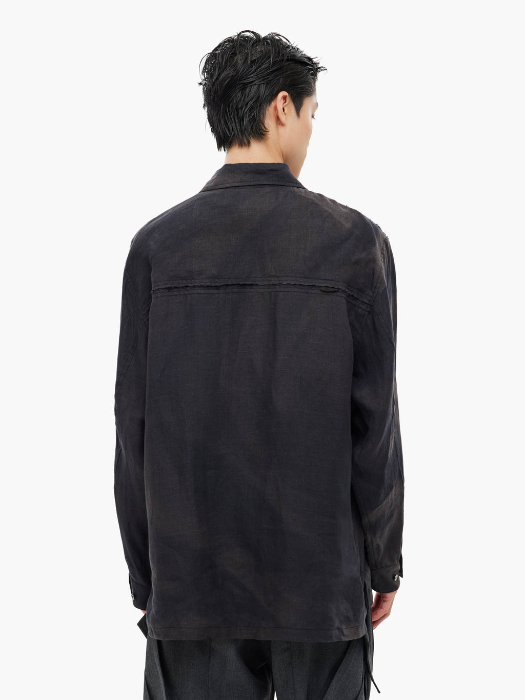 Jiyong Kim - Sun-Bleached Raw Edged Shirt (Black) product image 7 | TRAB K-Fashion Australia