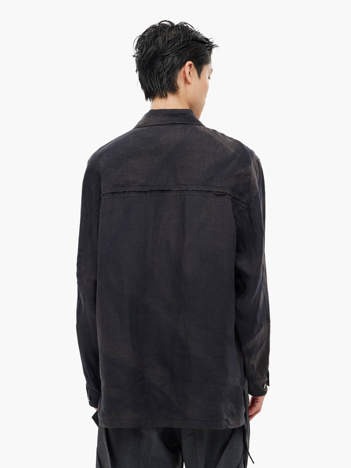 Jiyong Kim - Sun-Bleached Raw Edged Shirt (Black) product image 7 | TRAB K-Fashion Australia
