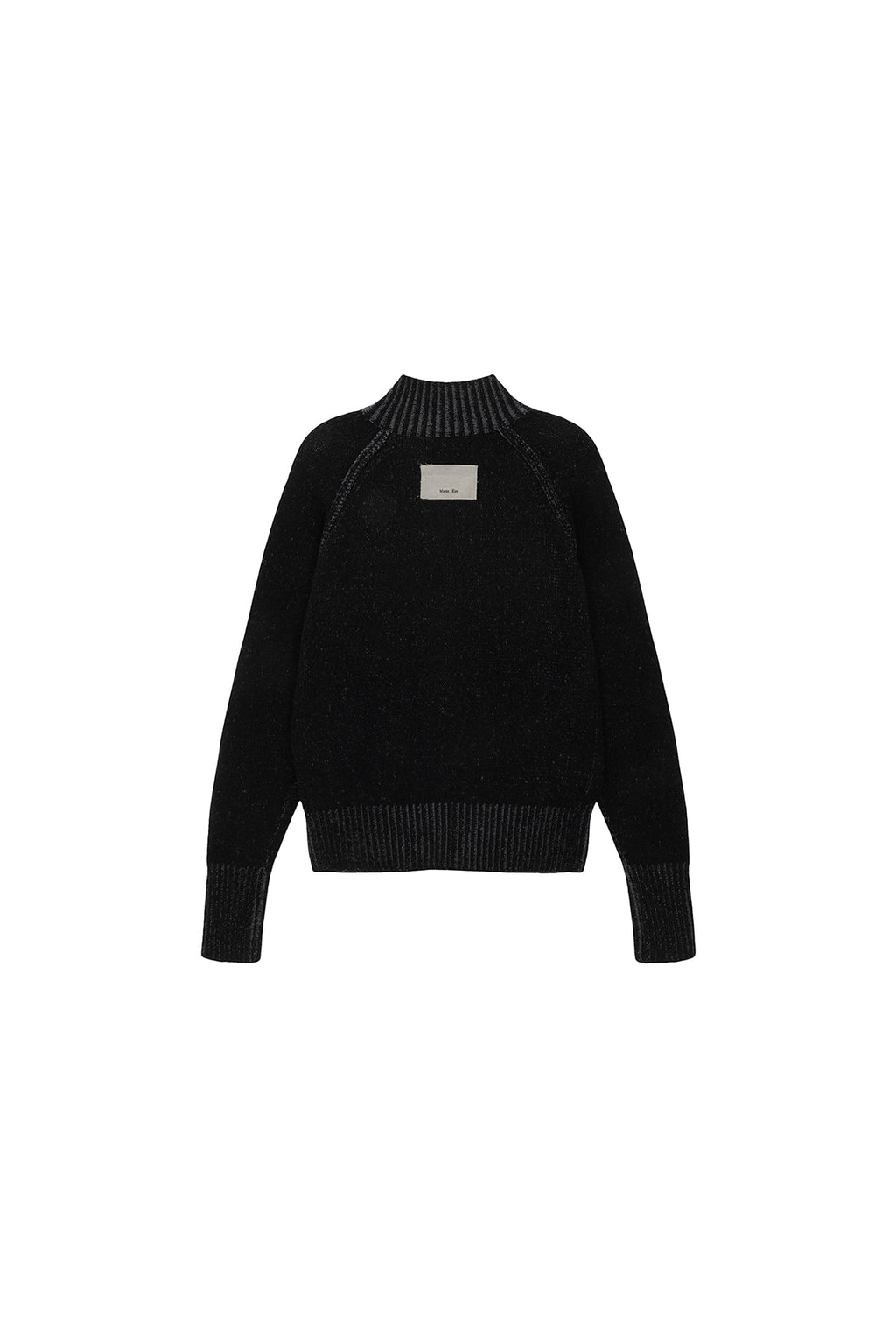 Matin Kim - Two Tone Mixed Knit Zip Up (Black) product image 2 | TRAB K-Fashion Australia