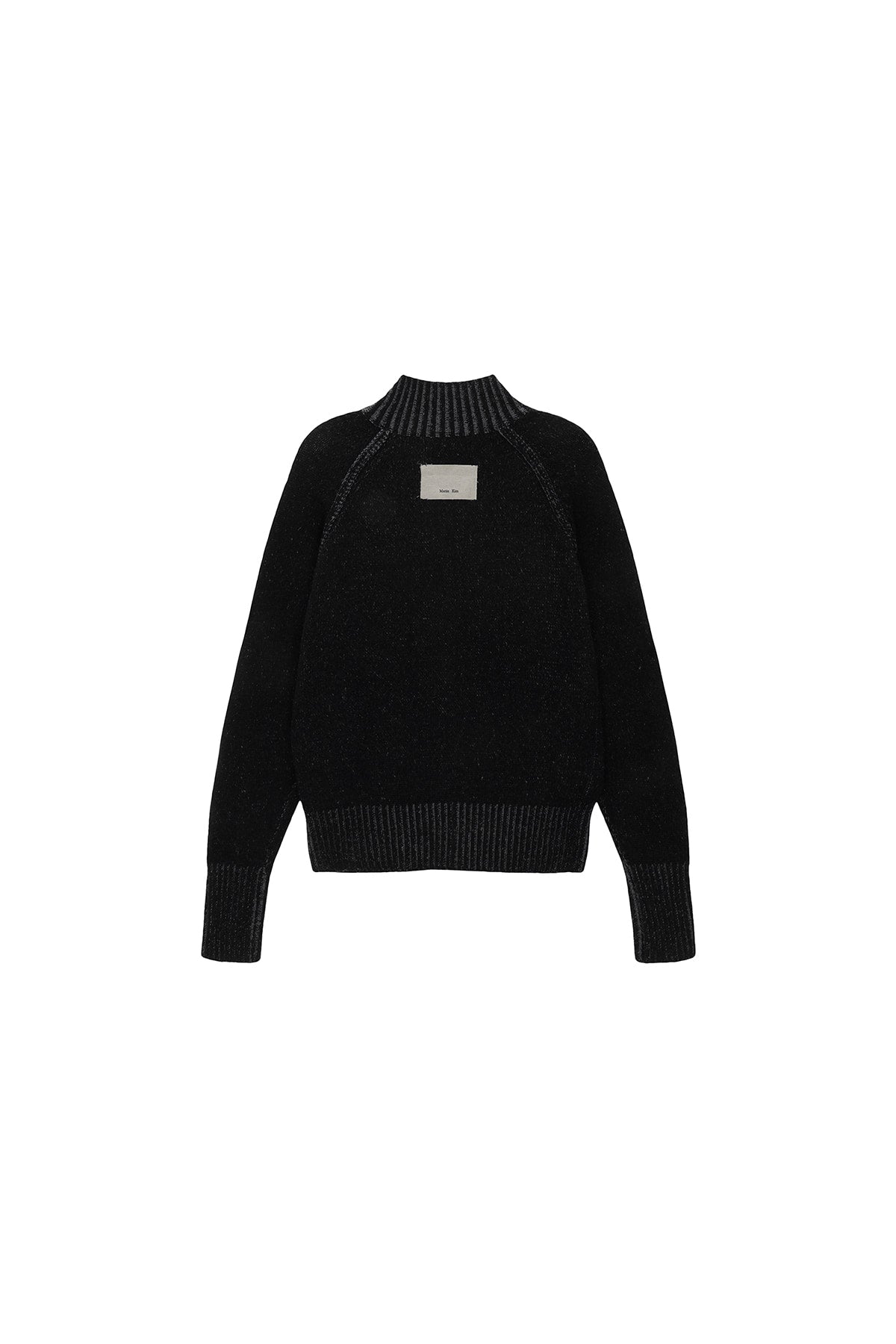 Matin Kim - Two Tone Mixed Knit Zip Up (Black) product image 2 | TRAB K-Fashion Australia