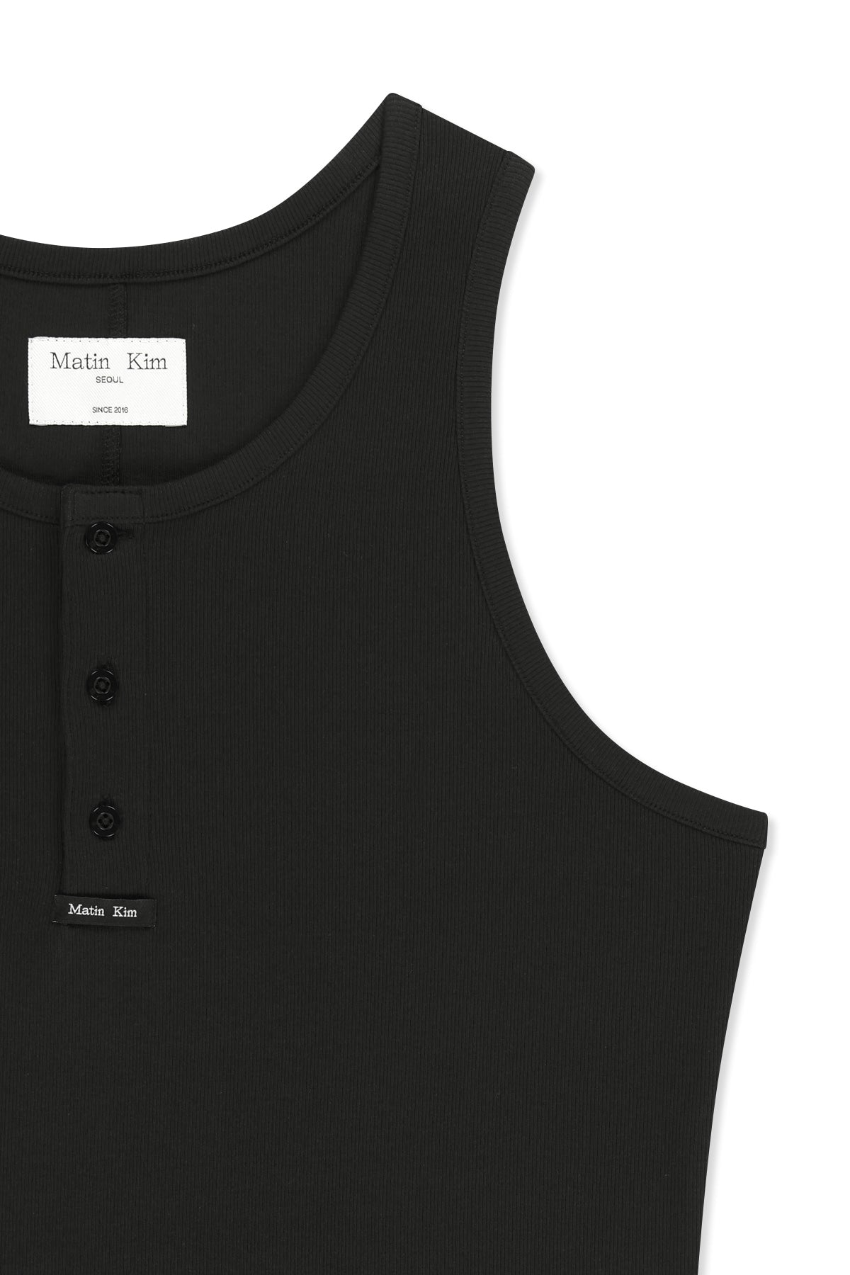 Matin Kim - Sleeveless Henley Top (Black) product image 4 | TRAB K-Fashion Australia