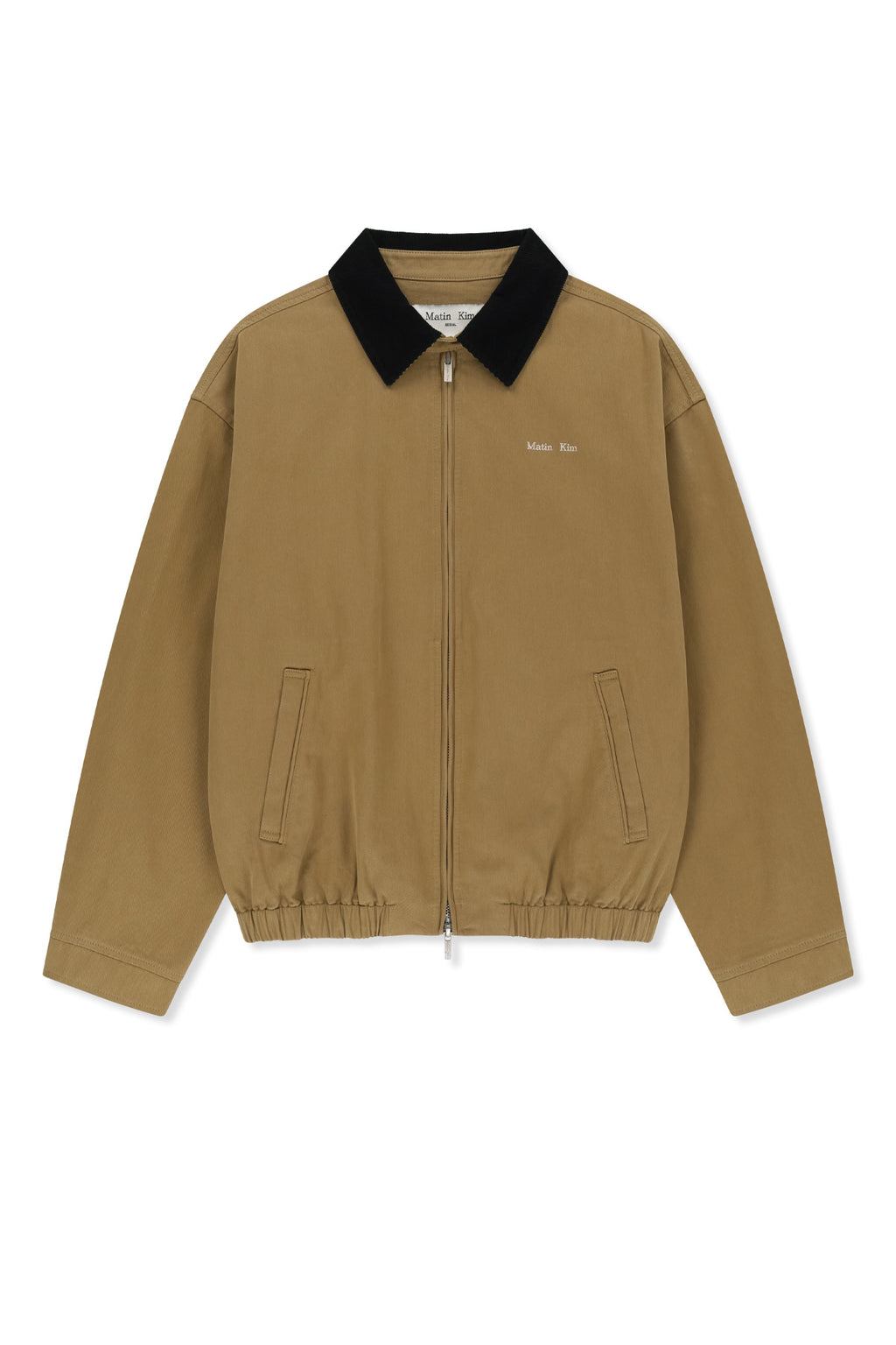 Matin Kim - Corduroy Contrast Trim Blouson Jumper (Beige) product image 1 | TRAB K-Fashion Australia