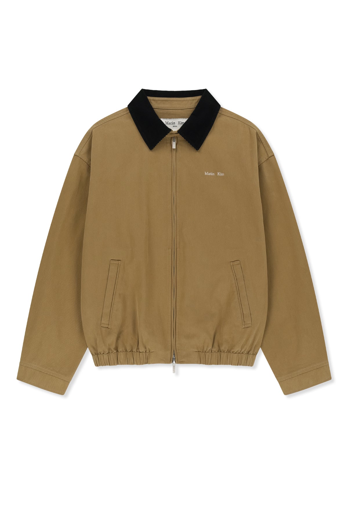 Matin Kim - Corduroy Contrast Trim Blouson Jumper (Beige) product image 1 | TRAB K-Fashion Australia