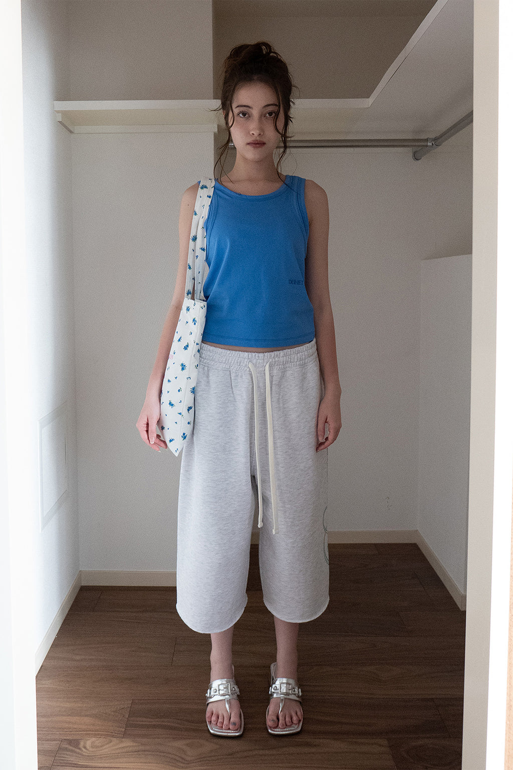 Deinet - Dn Script Sweat Bermuda Pants (Light Grey) product image 1 | TRAB K-Fashion Australia