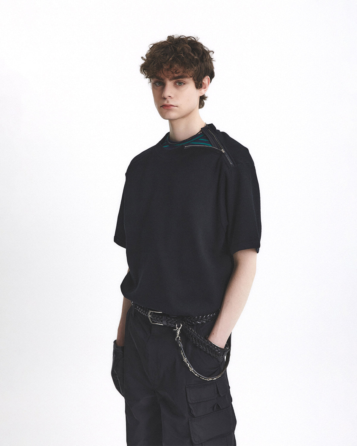 Eastlogue - Army Double Zip T-shirt (Black) product image 3 | TRAB K-Fashion Australia