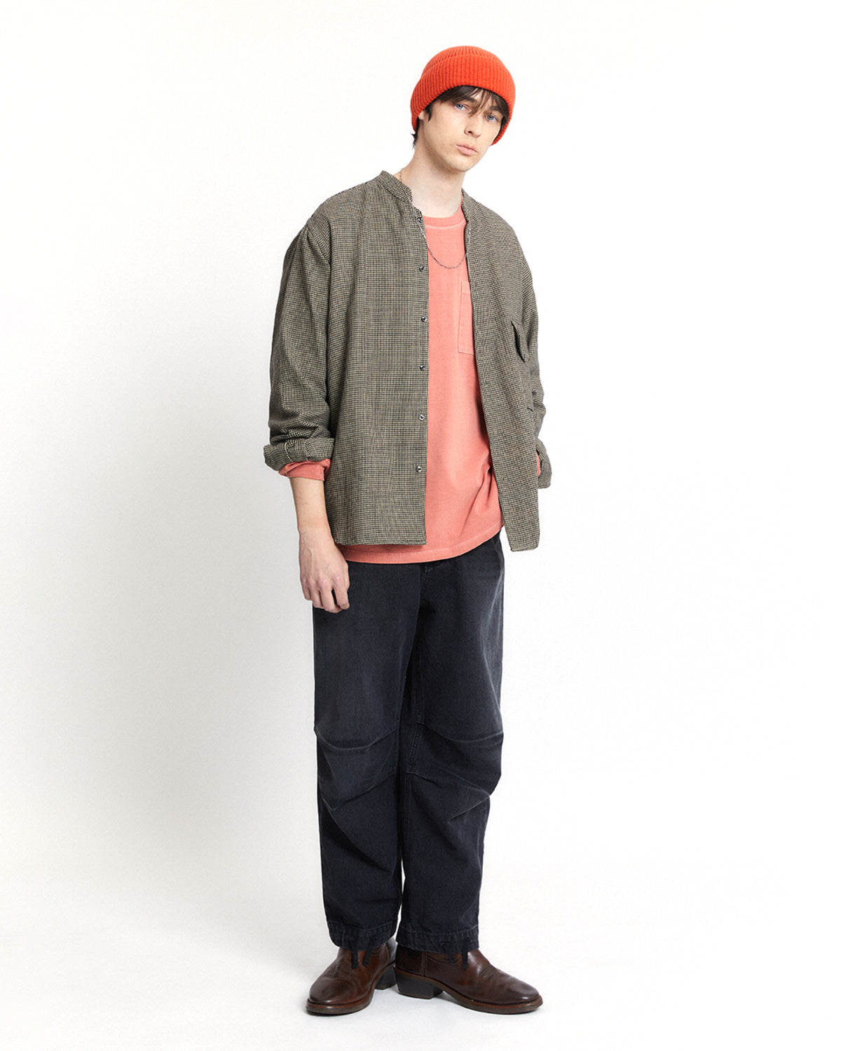 Eastlogue - Banded Collar Shirts (Black Hound Tooth) product image 1 | TRAB K-Fashion Australia