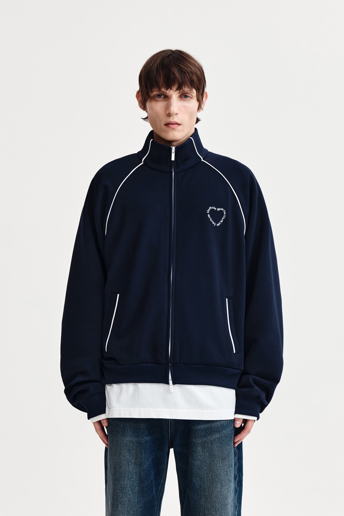 Matin Kim - Heart Logo Track Jumper (Navy) product image 10 | TRAB K-Fashion Australia