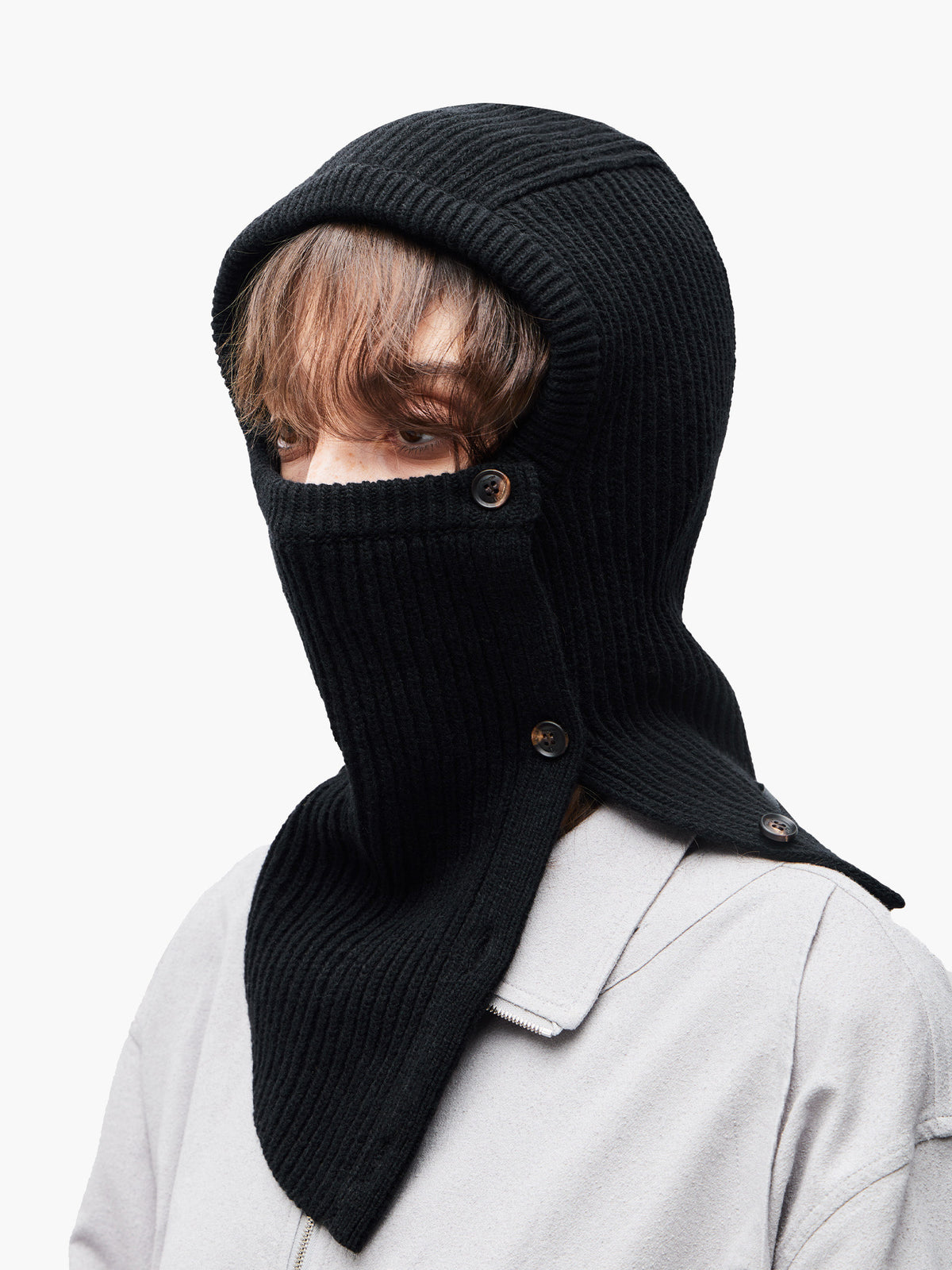 Jiyong Kim - Button Closure Balaclava (Black) product image 7 | TRAB K-Fashion Australia
