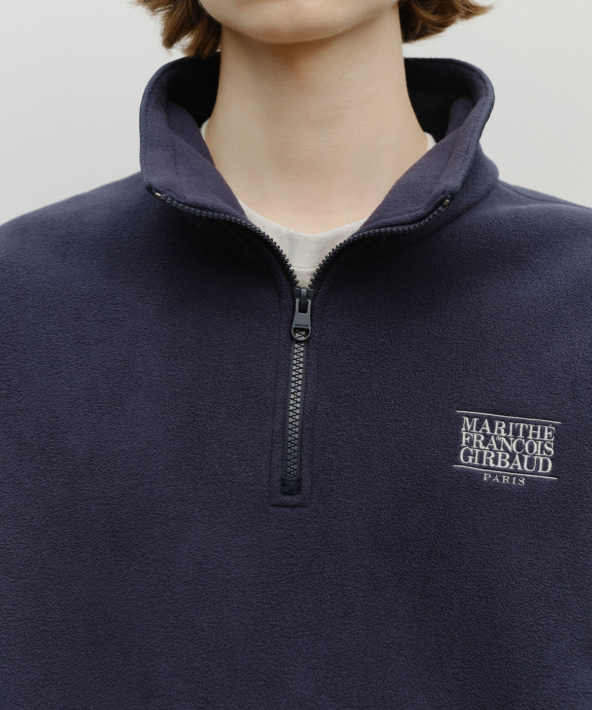 Marithe & Francois Girbaud - Classic Logo Half Neck Fleece Sweatshirt (Navy) product image 4 | TRAB K-Fashion Australia