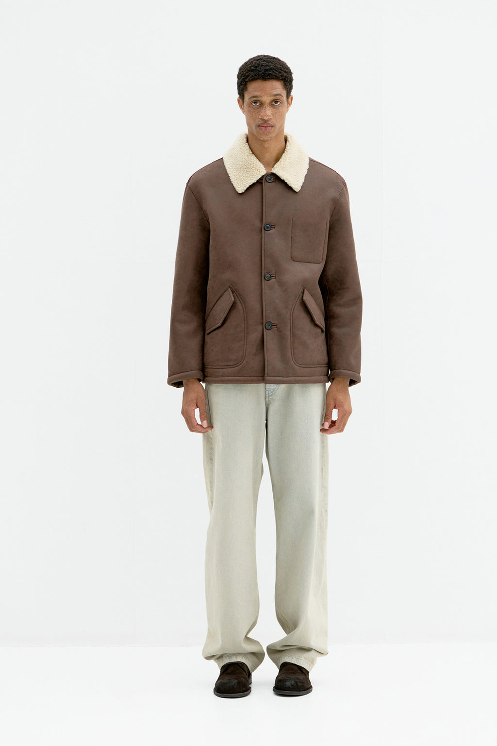 Coor - Linking Binding Fake Shearling Half Coat (Brown) product image 2 | TRAB K-Fashion Australia