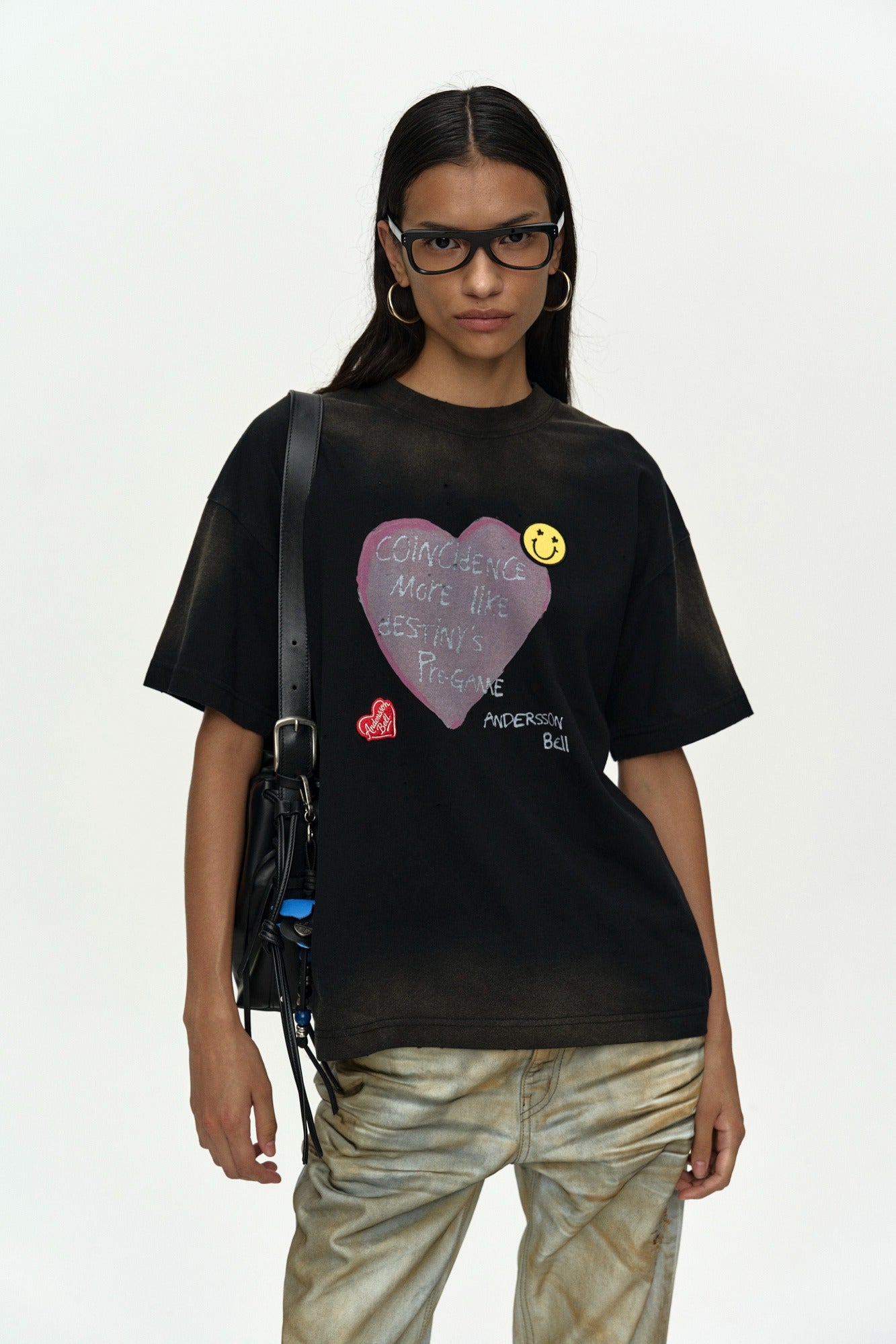 Andersson Bell - (essential) Unisex Spray Washed Heart Message T-Shirt (Essential) product image 1 | TRAB K-Fashion Australia