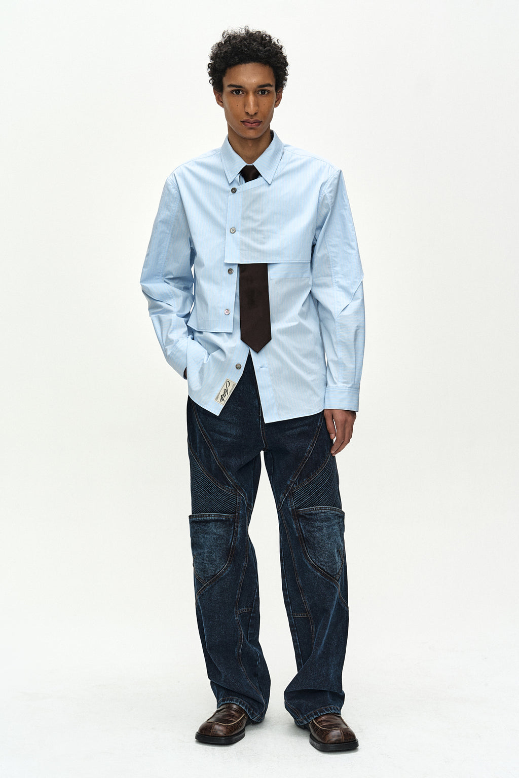 Andersson Bell - Maey Stripe Layered Shirt (blue Stripe) (Blue Stripe) product image 3 | TRAB K-Fashion Australia