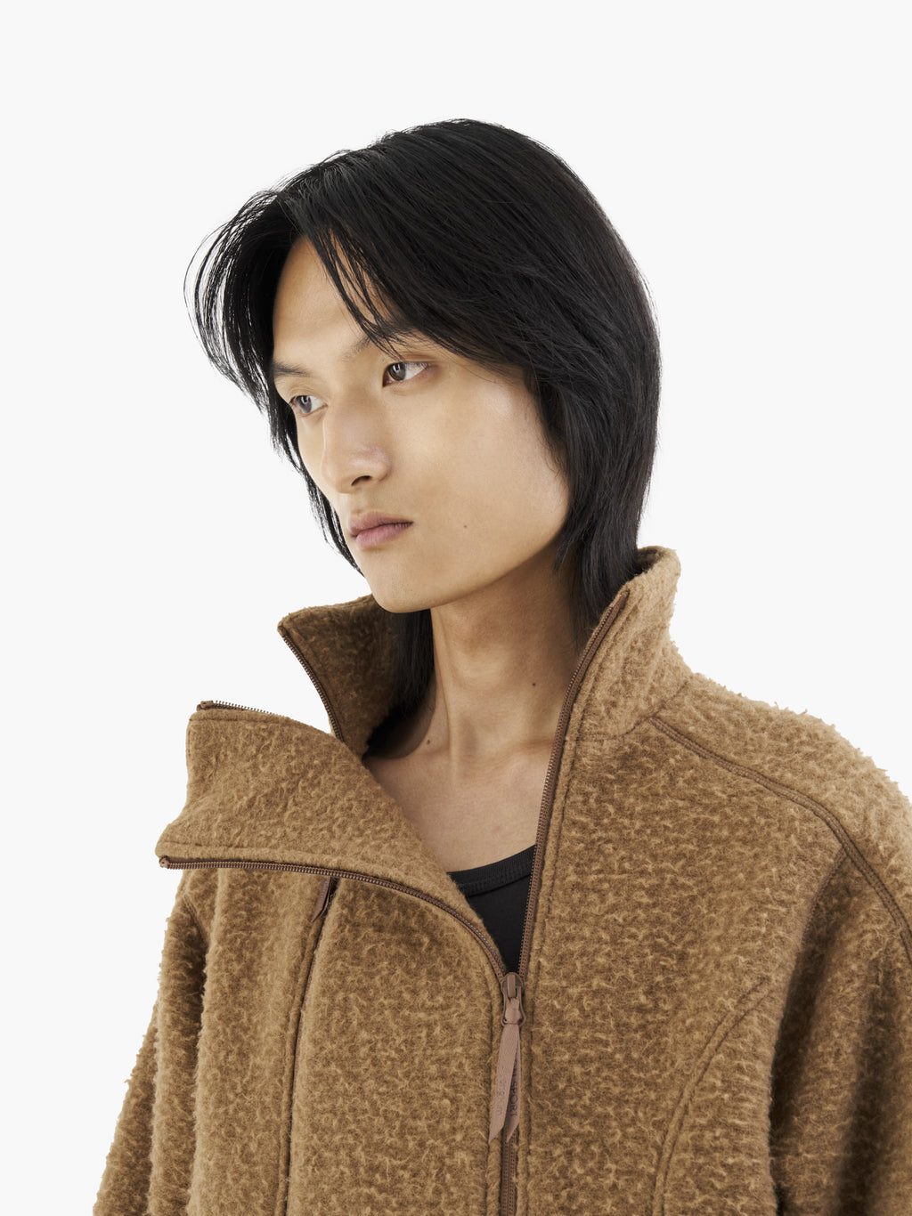 Jiyong Kim - Double Zip Fleece (Brown) product image 4 | TRAB K-Fashion Australia