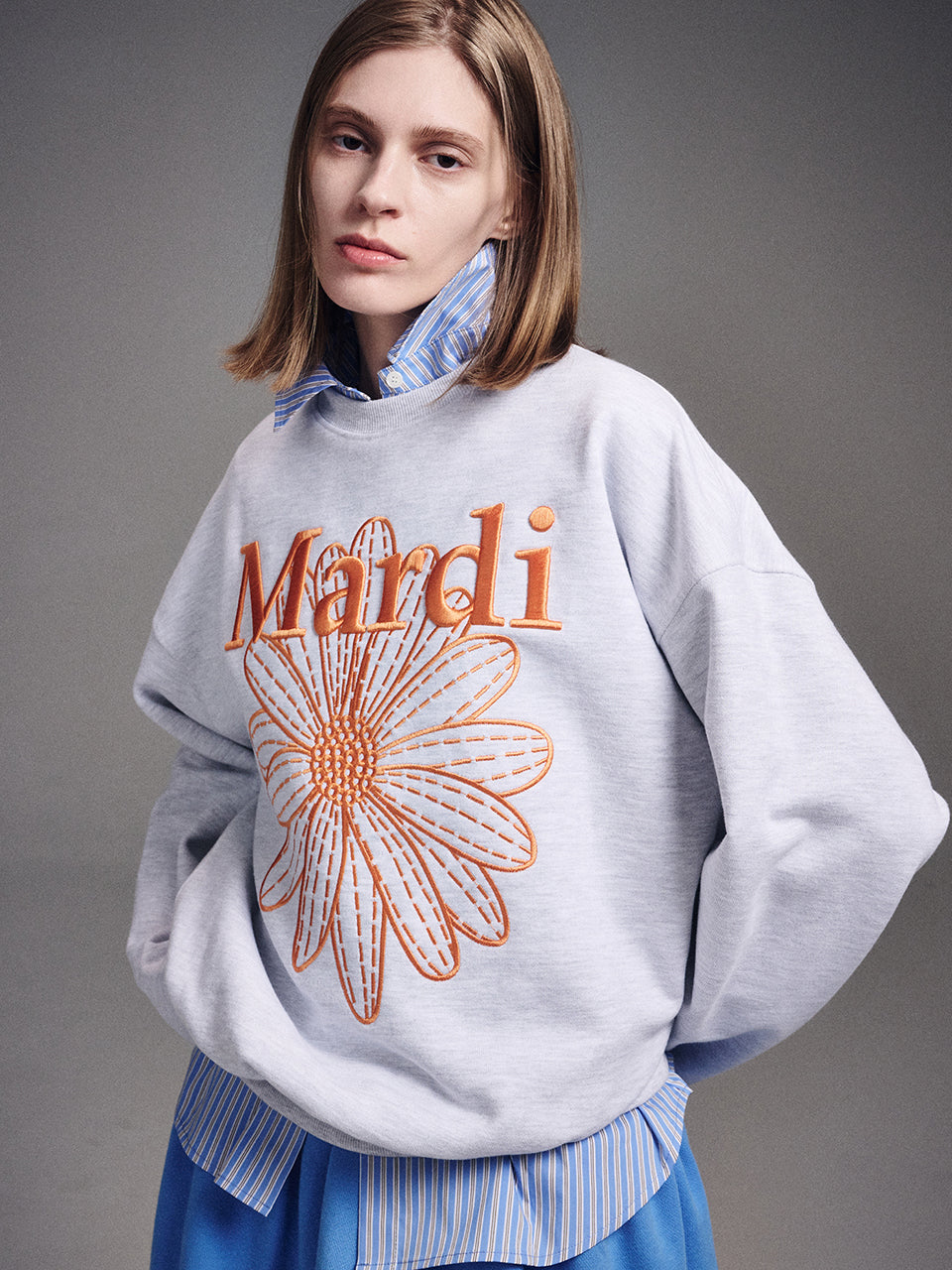 Mardi Mercredi - Sweatshirt Flowermardi Needlework (Heather Orange) product image 1 | TRAB K-Fashion Australia