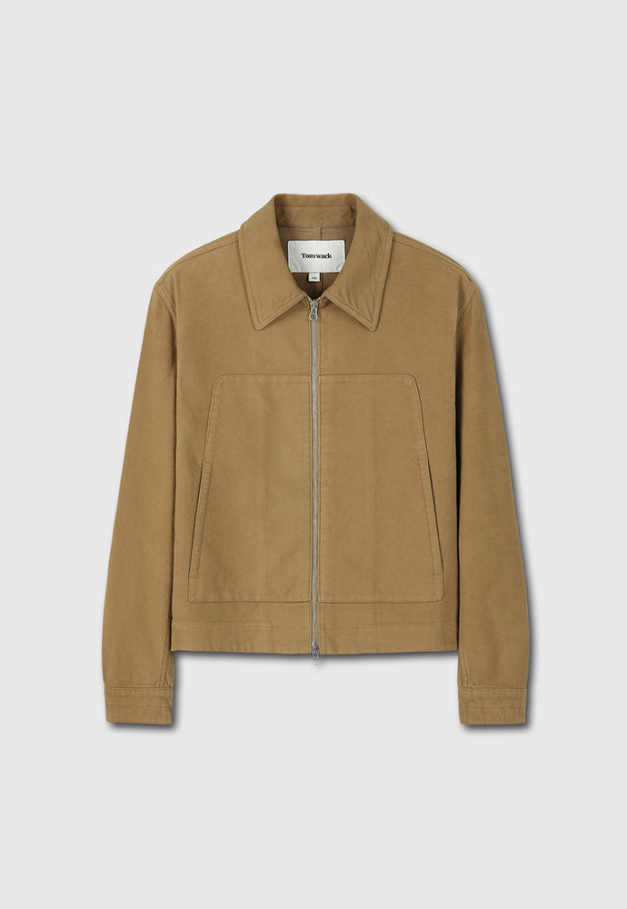 Tonywack - Garment-Washed Moleskin Zip Blouson Jacket (Washed Beige) product image 7 | TRAB K-Fashion Australia
