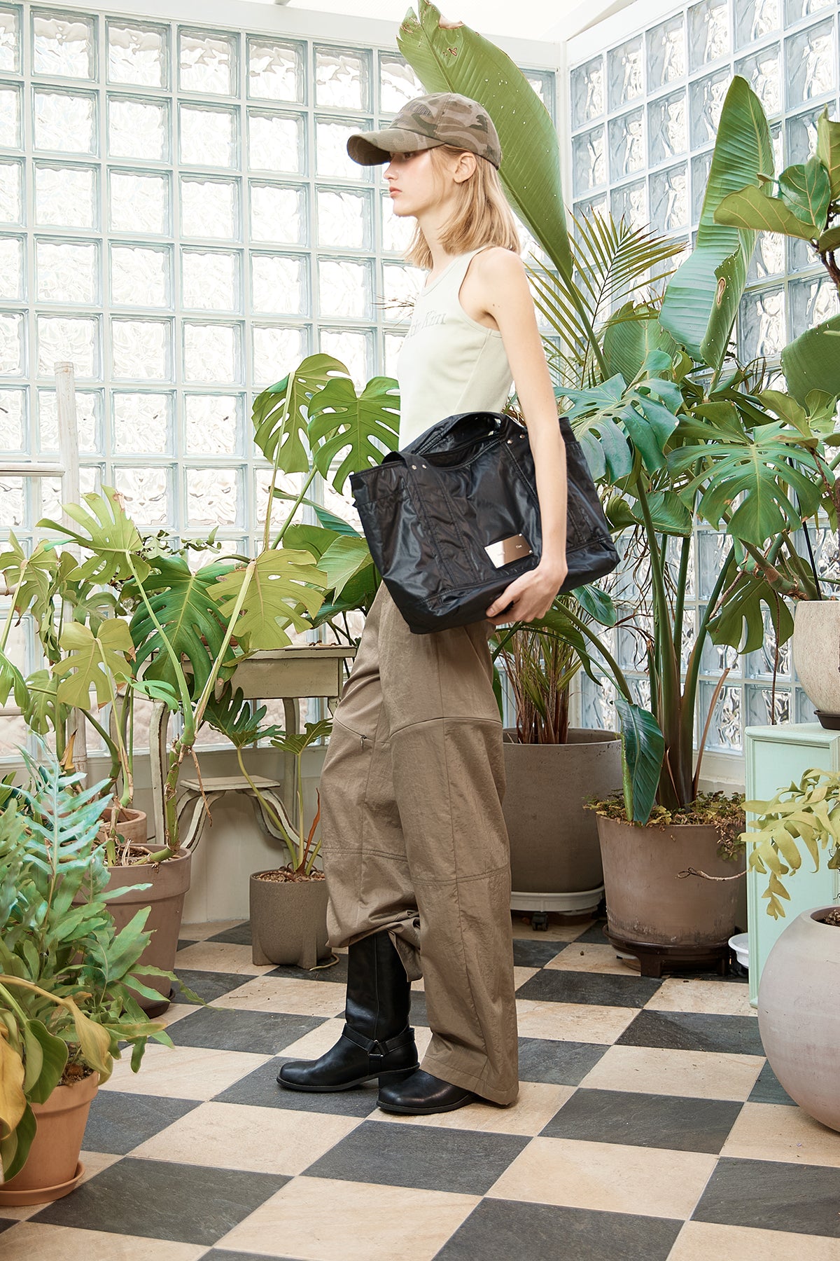 Matin Kim - Zipper Detail Nylon Pants (Khaki) product image 12 | TRAB K-Fashion Australia