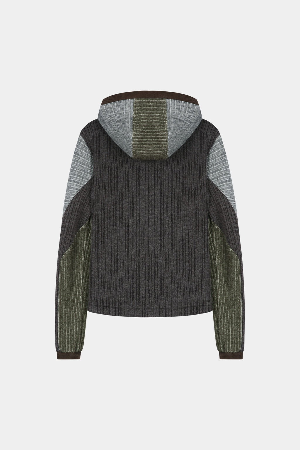 Andersson Bell - Fur Color-Blocked Hooded Zip-Up (Charcoal/Khaki) product image 7 | TRAB K-Fashion Australia
