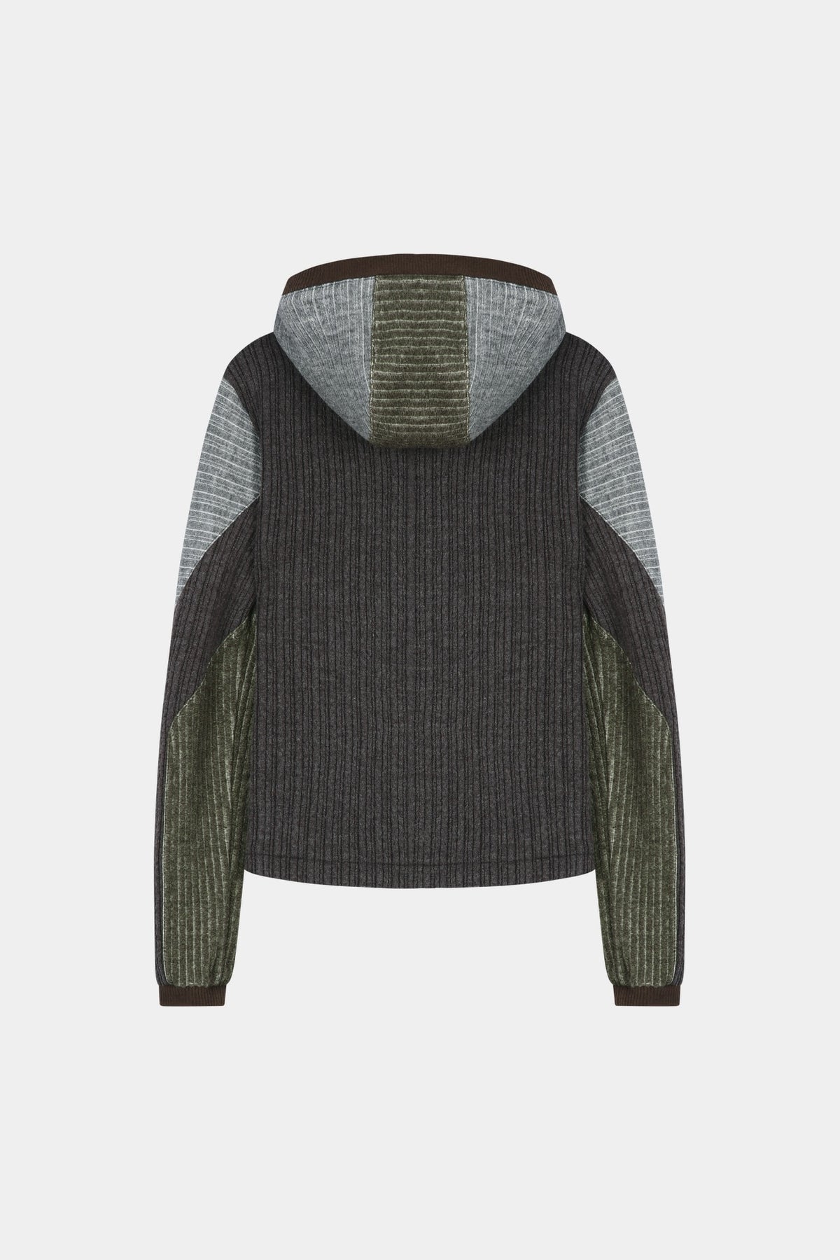 Andersson Bell - Fur Color-Blocked Hooded Zip-Up (Charcoal/Khaki) product image 7 | TRAB K-Fashion Australia