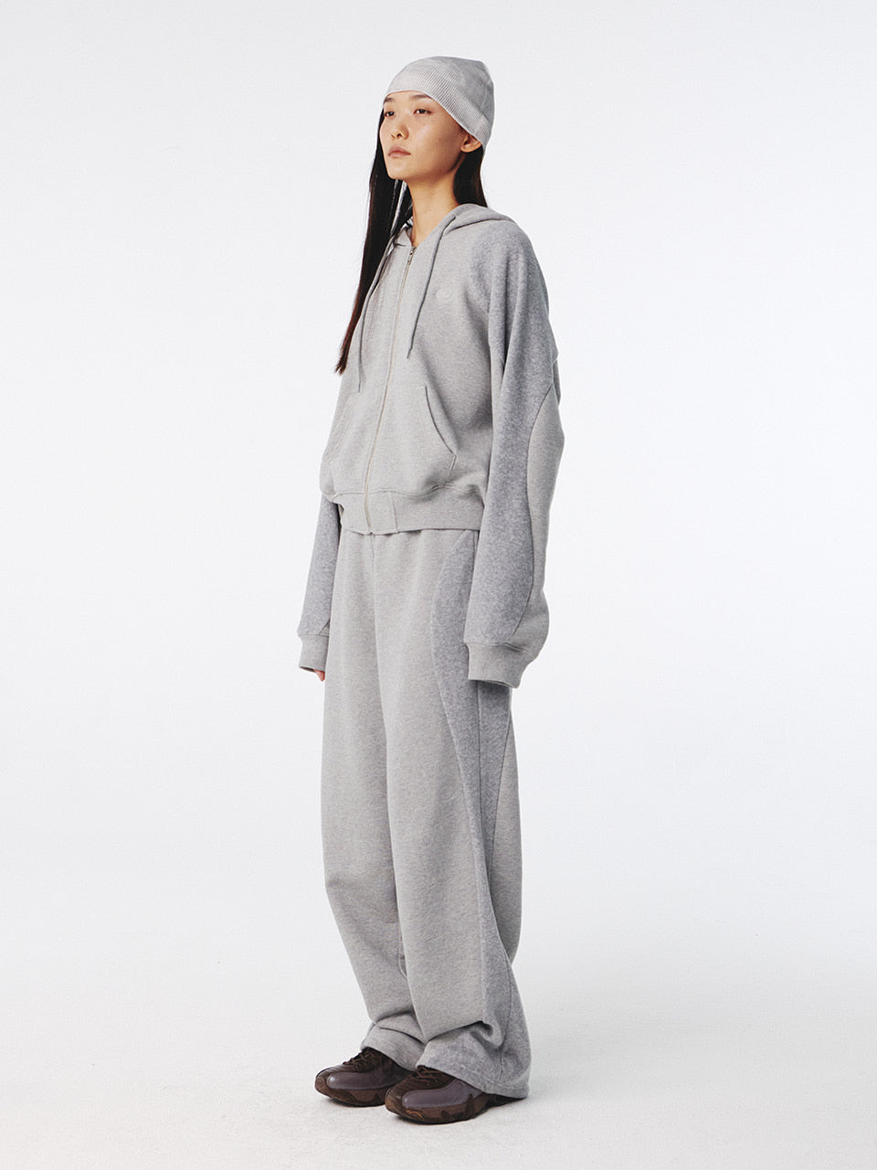 Kijun - Flow Zip-Up Hoodie (Melange Grey) product image 4 | TRAB K-Fashion Australia
