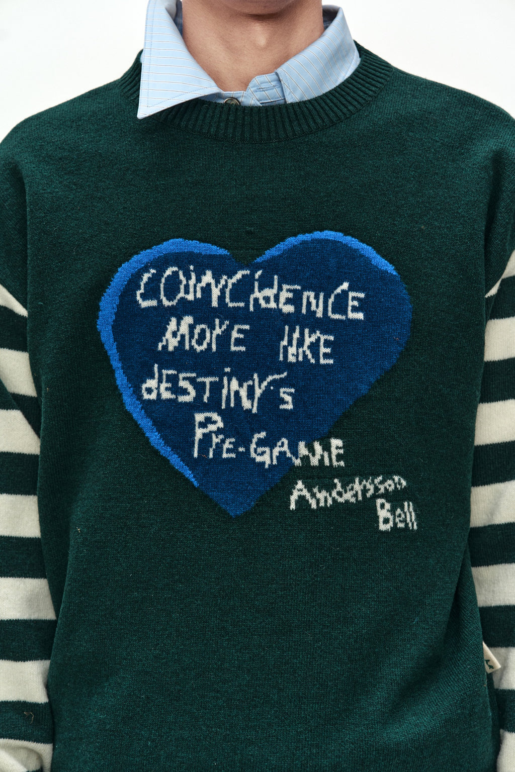 Andersson Bell - 26 Boy's Heart Message Crew-Neck Sweater (green/ivory) (Green/Ivory) product image 5 | TRAB K-Fashion Australia