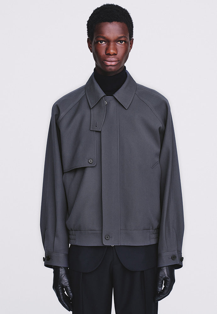 Tonywack - Hard Twist Wool Twill Gun Flap Blouson Jacket (Slate Grey) product image 5 | TRAB K-Fashion Australia