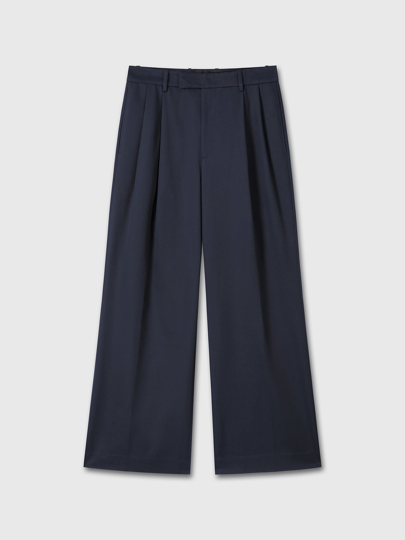 Tonywack - Cotton-Drill Wide Leg Pleated Trousers (Navy) product image 6 | TRAB K-Fashion Australia