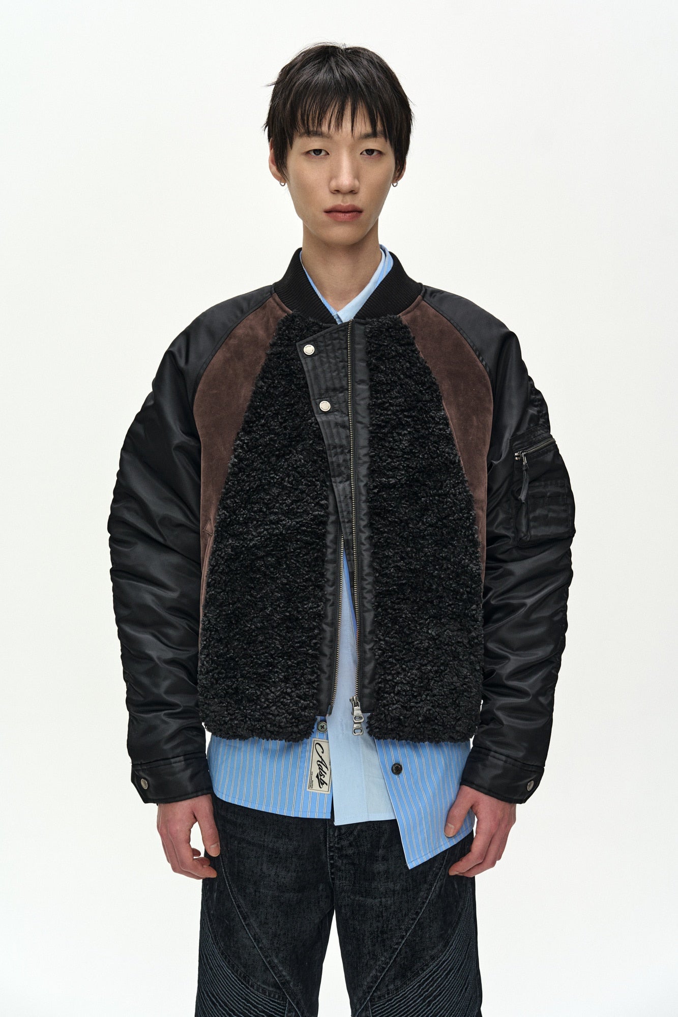 Andersson Bell - Fur Nylon Raglan Bomber Jacket (black) (Black) product image 5 | TRAB K-Fashion Australia