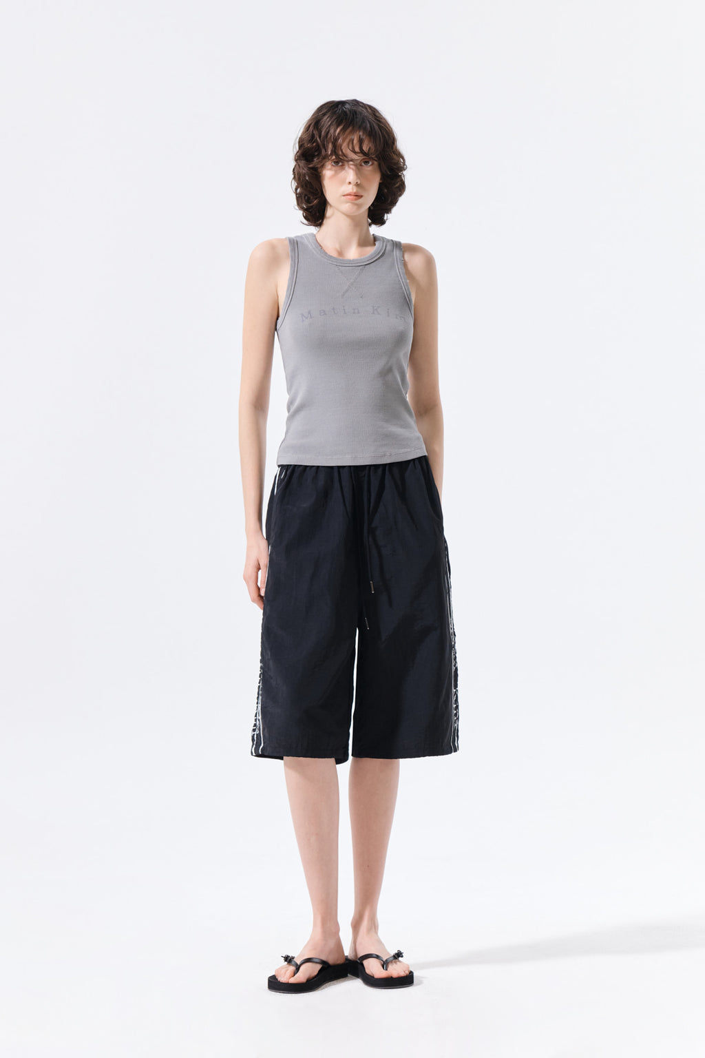 Matin Kim - Side Logo Bermuda Track Pants (Black) product image 9 | TRAB K-Fashion Australia