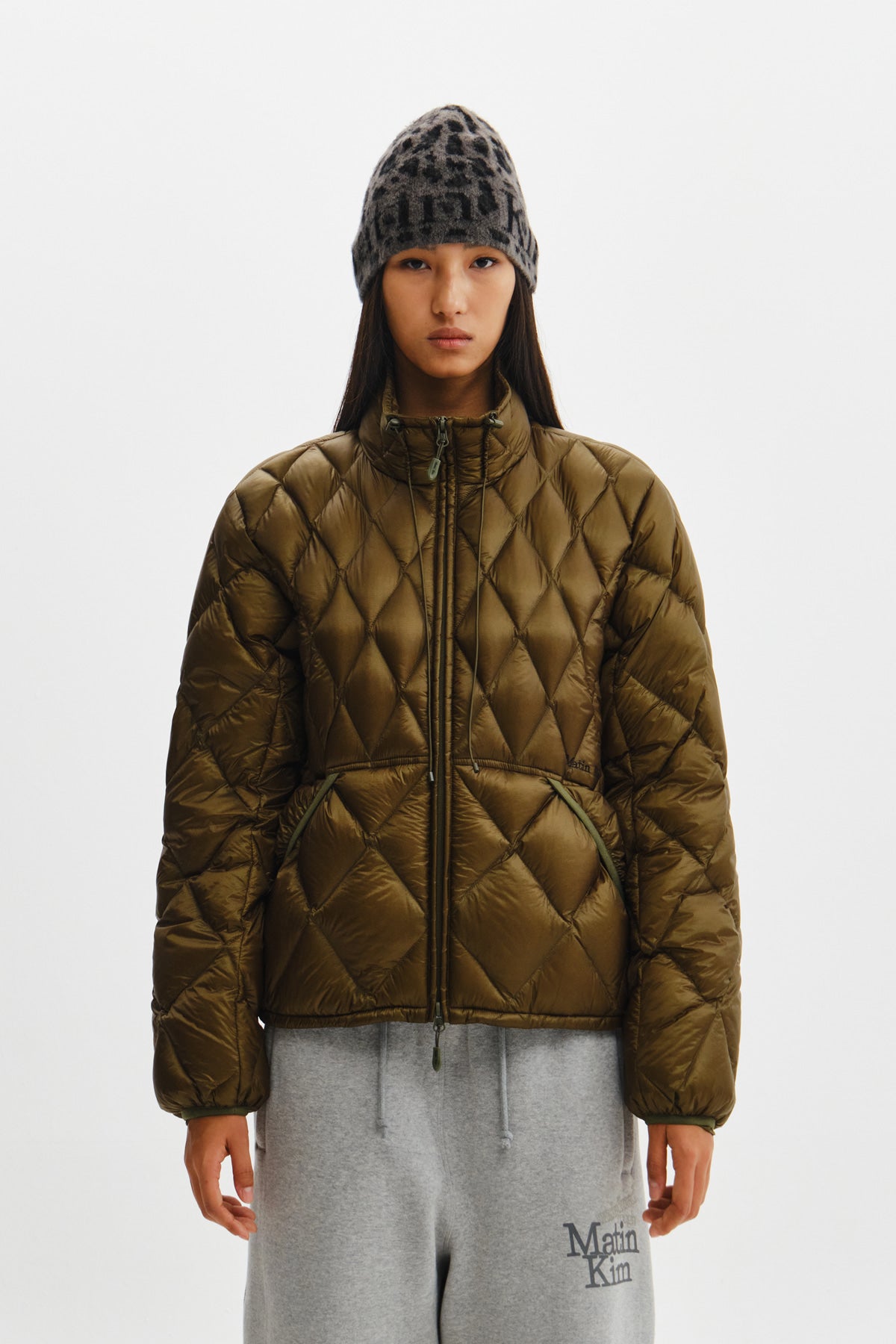 Matin Kim - Mix Quilted Light Down Jumper (Khaki) product image 7 | TRAB K-Fashion Australia