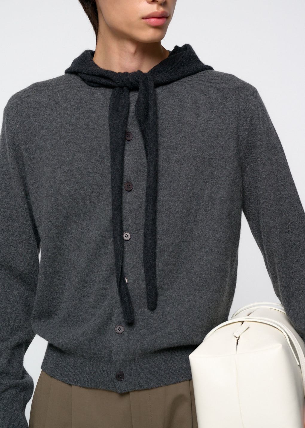 Amomento - Men's Cashmere Crewneck Cardigan (Melange Grey) product image 6 | TRAB K-Fashion Australia