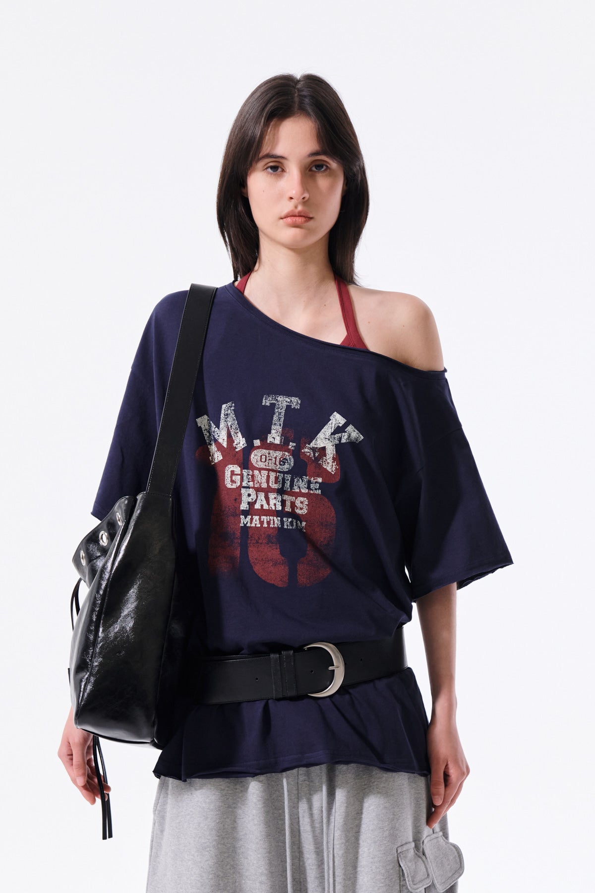 Matin Kim - Mtk 16 Graffiti Logo Asymmetric Top (Navy) product image 6 | TRAB K-Fashion Australia