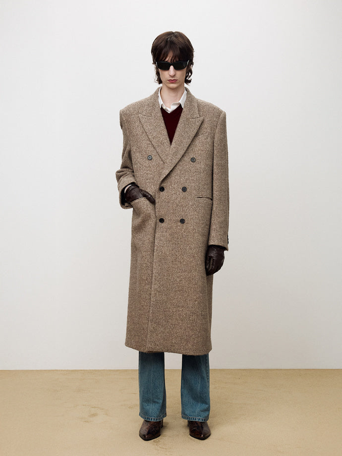 Tonywack - Textured Wool And Alpaca Double-Breasted Coat (Beige) product image 1 | TRAB K-Fashion Australia