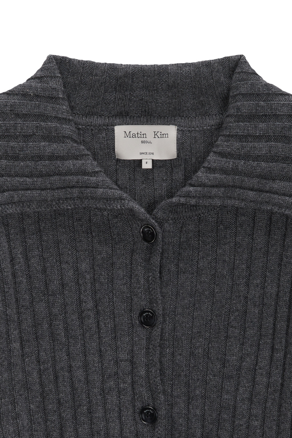 Matin Kim - Semi Crop Knit Button Cardigan (Grey) product image 3 | TRAB K-Fashion Australia