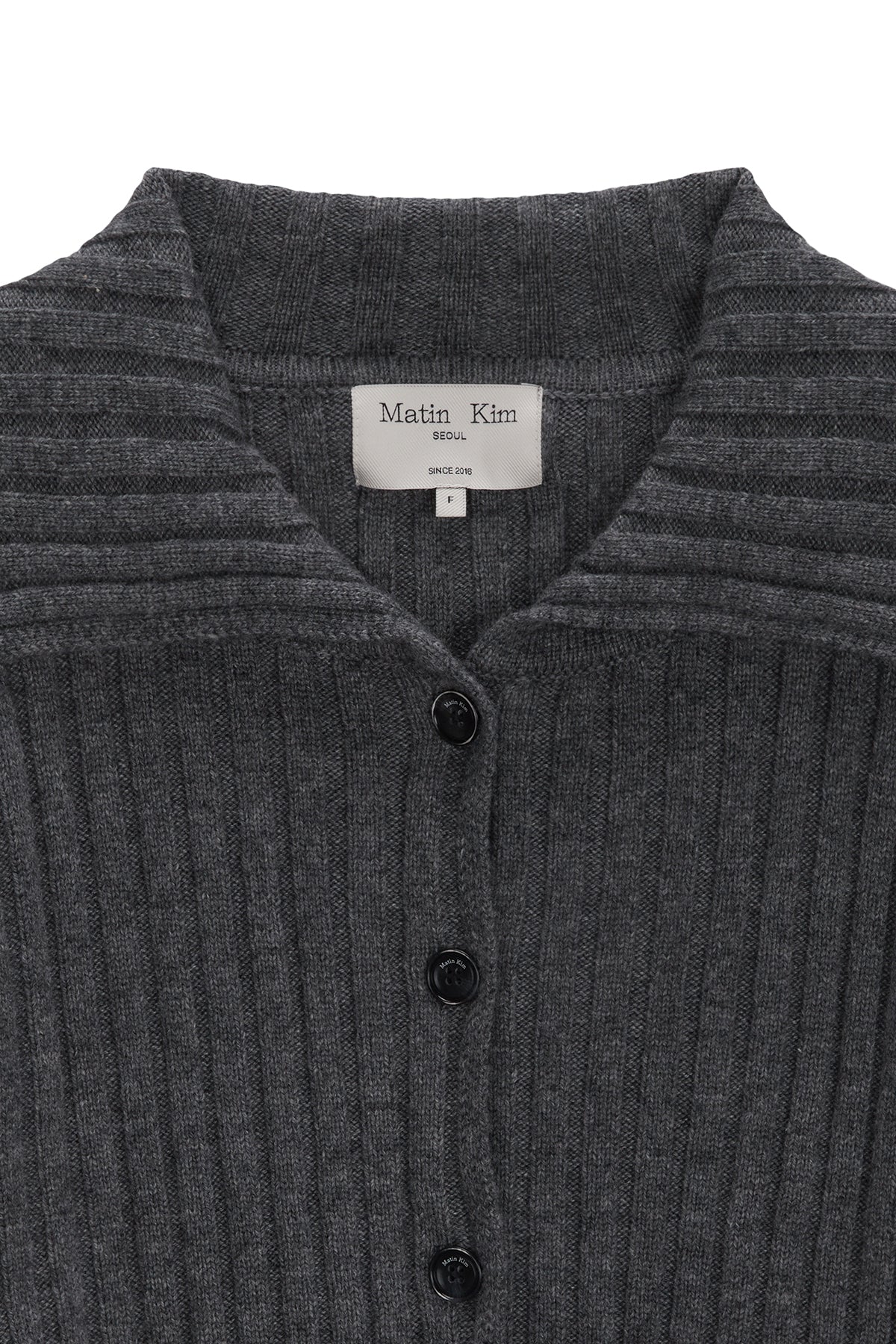 Matin Kim - Semi Crop Knit Button Cardigan (Grey) product image 3 | TRAB K-Fashion Australia
