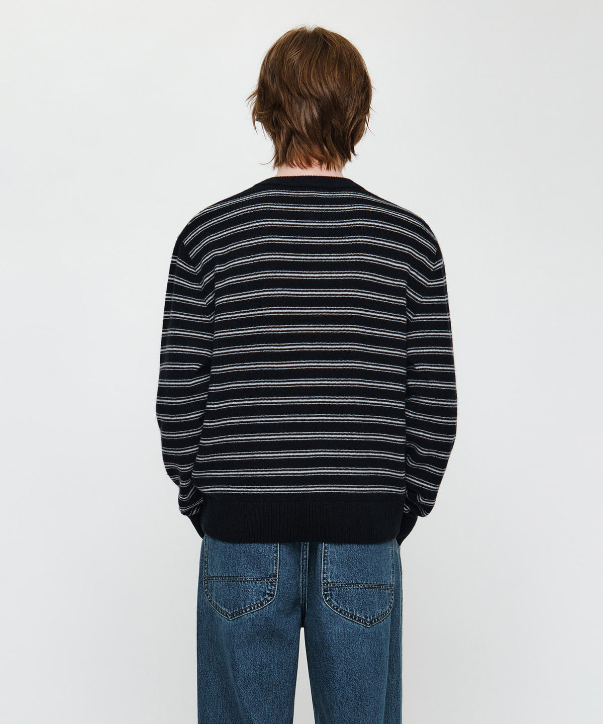 Marithe & Francois Girbaud - Premium Small Classic Logo Wool Round Neck Cardigan (Navy) product image 3 | TRAB K-Fashion Australia