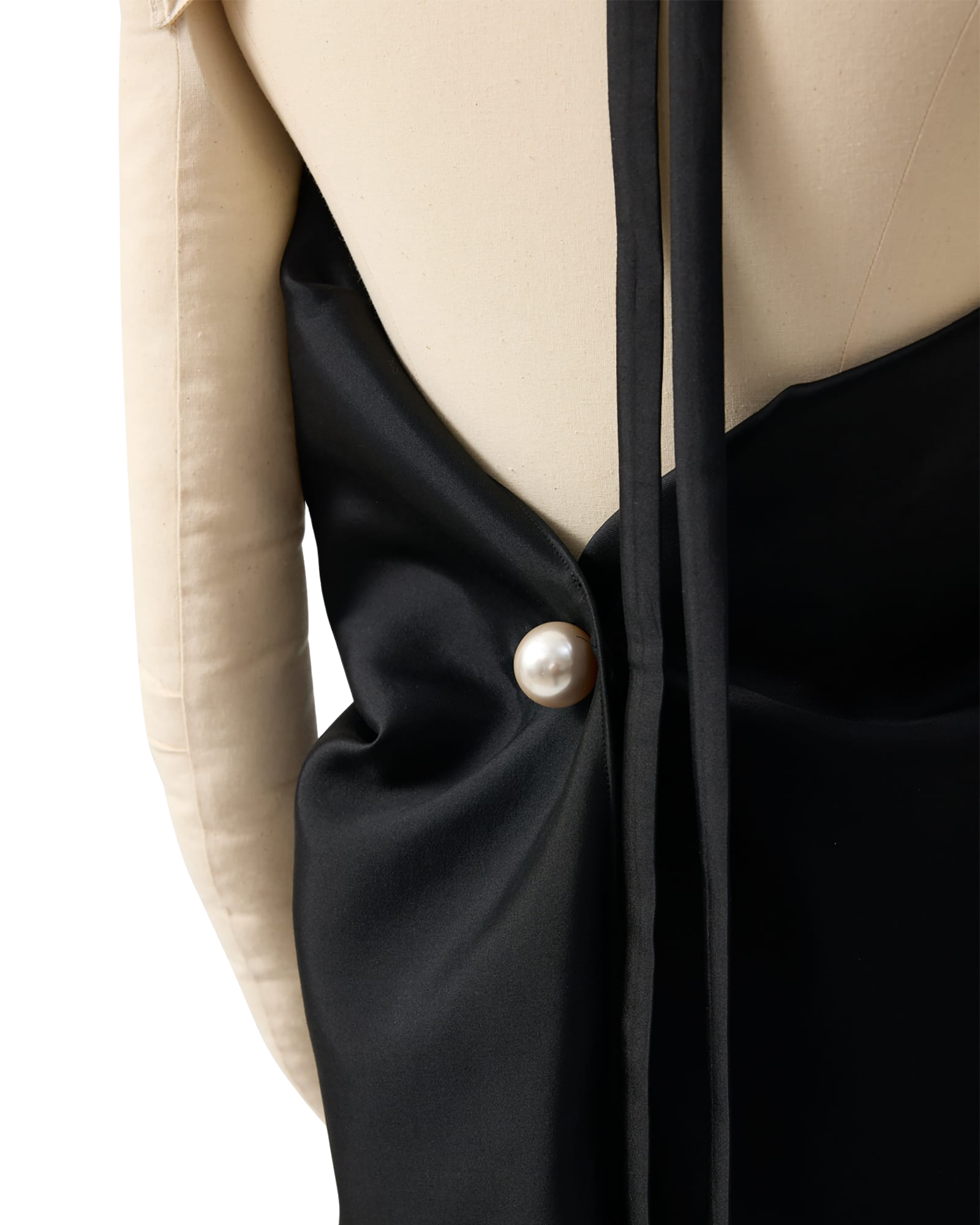 Kimhe Kim - Pearl Beads Wool-Silk Draped Apron (Black) product image 13 | TRAB K-Fashion Australia