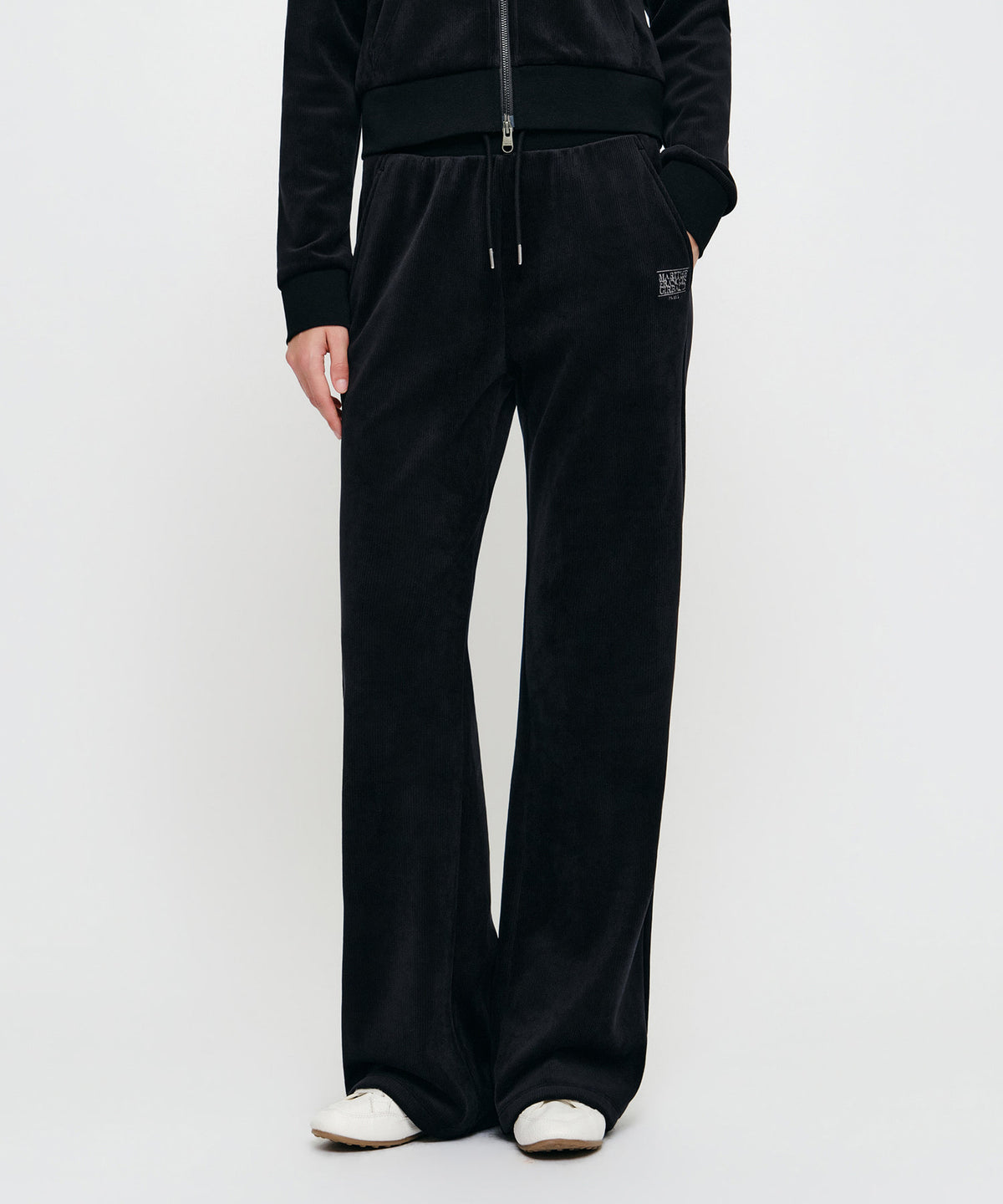 Marithe & Francois Girbaud - Slim Fit Velour Pants (Black) product image 1 | TRAB K-Fashion Australia