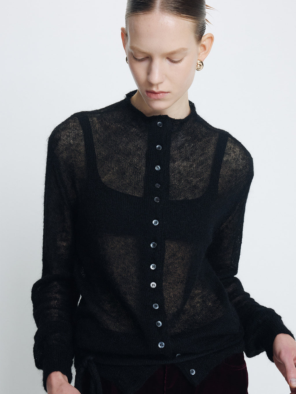 Tonywack - Mohair Blend Half-Neck Cardigan (Black) product image 7 | TRAB K-Fashion Australia