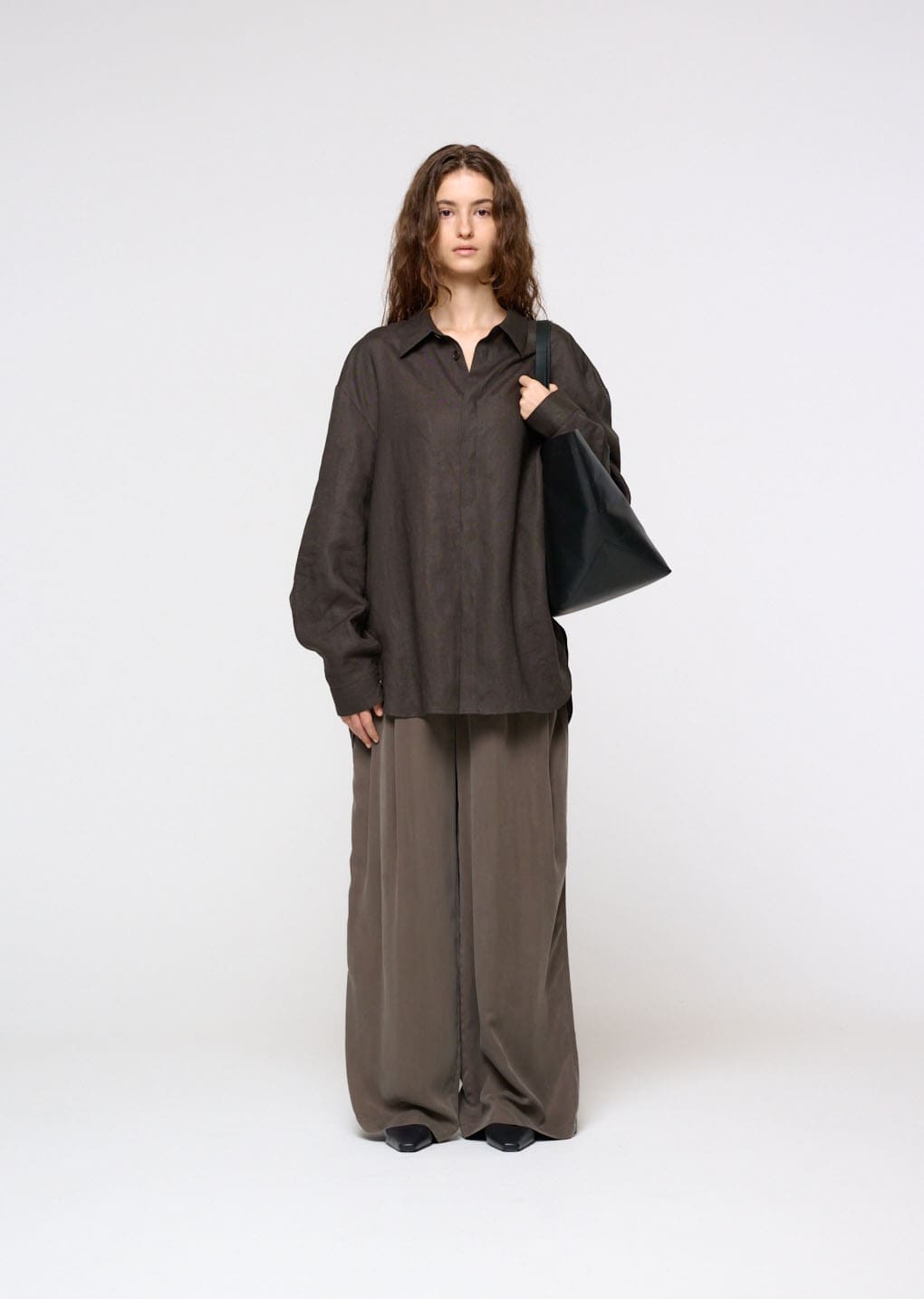 Amomento - Linen Oversized Shirt (Khaki Grey) product image 5 | TRAB K-Fashion Australia