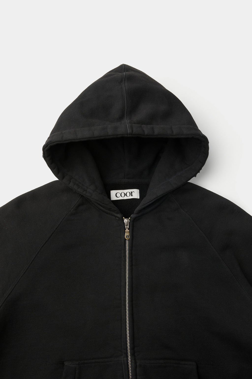 Coor - Washed Raglan Hoodie Sweat Zip Up (Washed Black) product image 5 | TRAB K-Fashion Australia