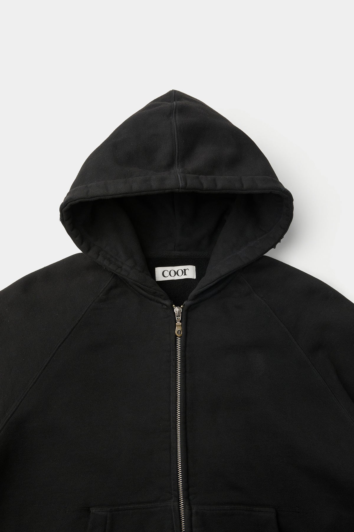 Coor - Washed Raglan Hoodie Sweat Zip Up (Washed Black) product image 5 | TRAB K-Fashion Australia